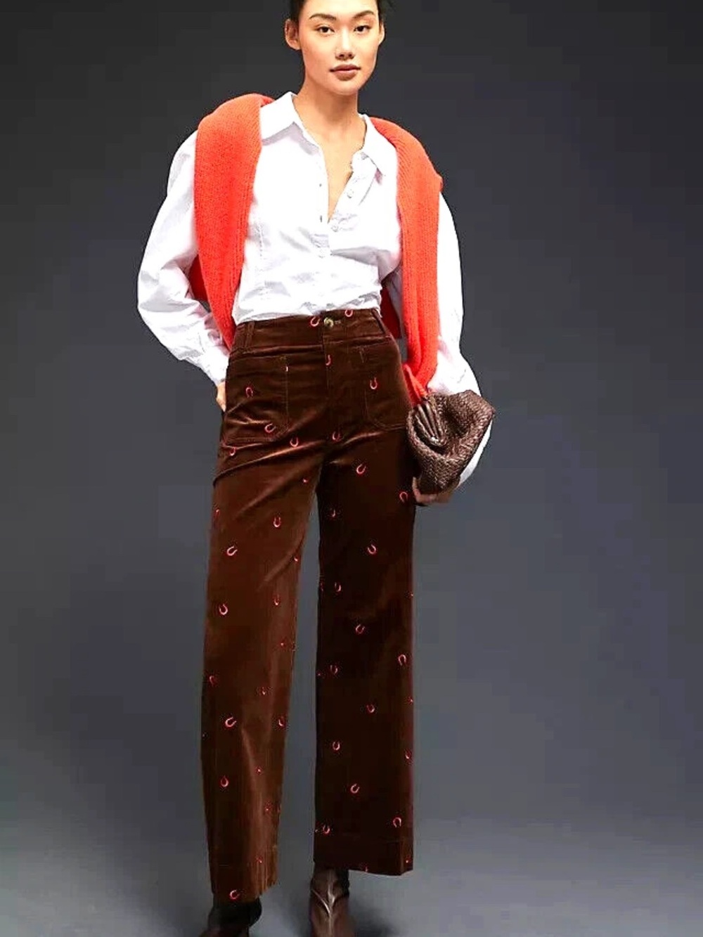 Maeve The Colette Embroidered coudroy pants